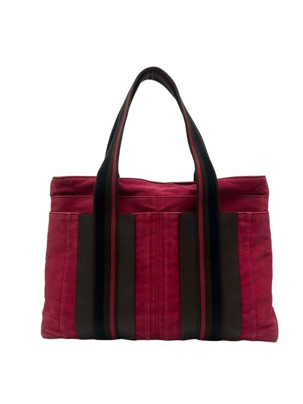 Hermes Tote Bag Troca Horizontal MM Red Dark Brown Multi Silver